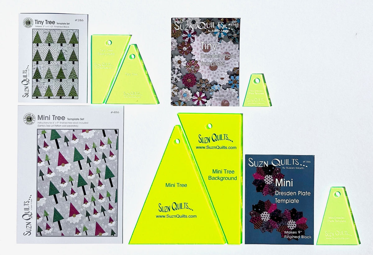 Tiny & Mini Tree PLUS Tiny & Mini Dresden plate template sets Suzn Quilts