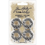 Tim Holtz Metal Adornments 4/Pkg Wreaths TH94300